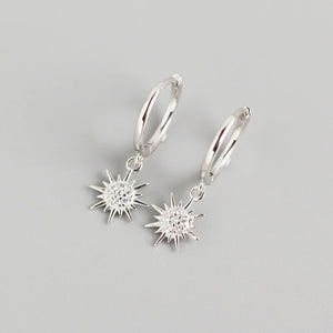 925 Silver Geometric Sun Hoop Earrings YME725