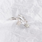 925 Silver Geometric Sun Hoop Earrings YME725