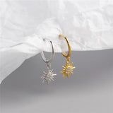 925 Silver Geometric Sun Hoop Earrings YME725