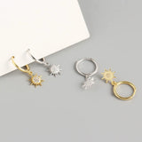 925 Silver Geometric Sun Hoop Earrings YME725