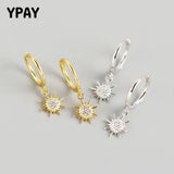 925 Silver Geometric Sun Hoop Earrings YME725