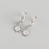 925 Silver Geometric Sun Hoop Earrings YME725