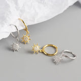 925 Silver Geometric Sun Hoop Earrings YME725