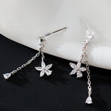 925 Sterling Silver Flower Tassel Drop Earrings for Women Girls