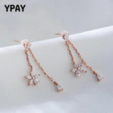 925 Sterling Silver Flower Tassel Drop Earrings for Women Girls