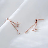 925 Sterling Silver Flower Tassel Drop Earrings for Women Girls
