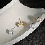 925 Silver Freshwater Pearl Stud Earrings for Women YME923