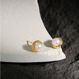 925 Silver Freshwater Pearl Stud Earrings for Women YME923