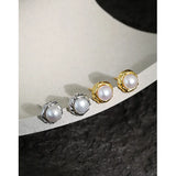 925 Silver Freshwater Pearl Stud Earrings for Women YME923