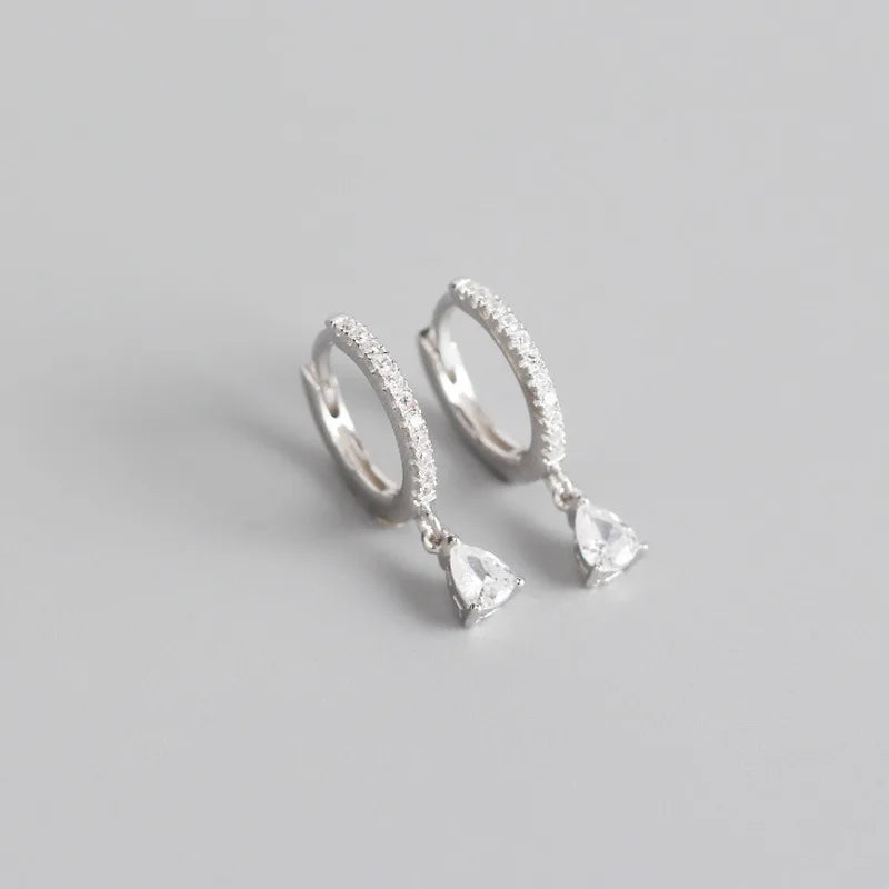 925 Silver Hoop Earrings INS Zircon Pendant Circle Earring