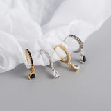 925 Silver Hoop Earrings INS Zircon Pendant Circle Earring