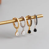 925 Silver Hoop Earrings INS Zircon Pendant Circle Earring