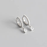 925 Silver Hoop Earrings INS Zircon Pendant Circle Earring
