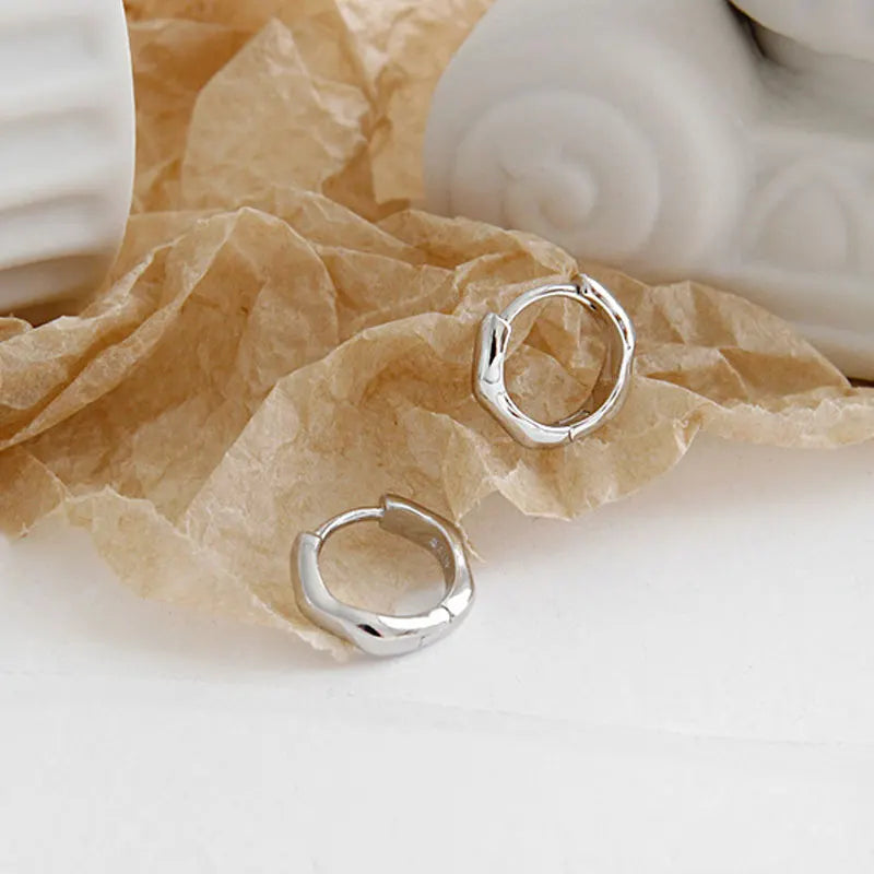 925 Sterling Silver Hoop Earrings Korea INS Wave Earring YME617