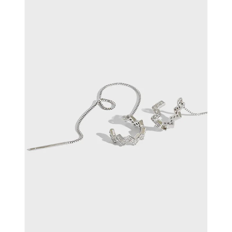 925 Silver Lightning Zircon Long Dangle Earrings for Women