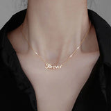 925 Silver Link Chain Necklaces Zircon Forever Letters Pendant YMN213