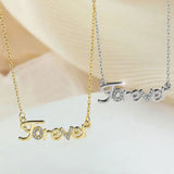 925 Silver Link Chain Necklaces Zircon Forever Letters Pendant YMN213