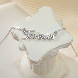 925 Silver Link Chain Necklaces Zircon Forever Letters Pendant YMN213