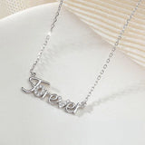 925 Silver Link Chain Necklaces Zircon Forever Letters Pendant YMN213