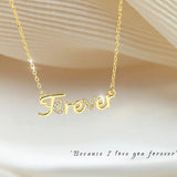 925 Silver Link Chain Necklaces Zircon Forever Letters Pendant YMN213