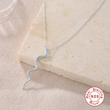 925 Silver Snake Pendant Necklace Punk Style for Women Girls