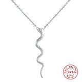 925 Silver Snake Pendant Necklace Punk Style for Women Girls