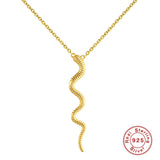925 Silver Snake Pendant Necklace Punk Style for Women Girls