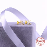 925 Silver Zircon Earrings A~Z English Initial DIY Jewelry YME741