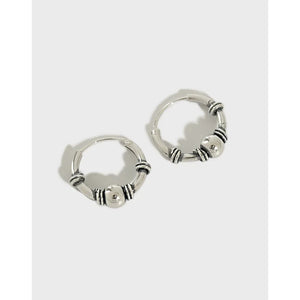 925 Silver Vintage Beads Hoop Earrings for Women YME235