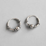 925 Silver Vintage Beads Hoop Earrings for Women YME235