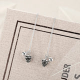 Sterling Silver Pinecone Long Dangle Earrings Vintage Fine Jewelry