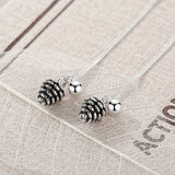 Sterling Silver Pinecone Long Dangle Earrings Vintage Fine Jewelry