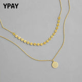 925 Sterling Silver Choker Necklace Korea Double Layers YMN171