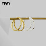 925 Sterling Silver Hoop Earrings Double Layers Twisted Circle Fine Jewelry