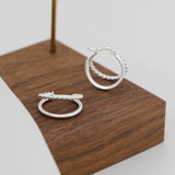 925 Sterling Silver Hoop Earrings Double Layers Twisted Circle Fine Jewelry