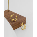 925 Sterling Silver Hoop Earrings Double Layers Twisted Circle Fine Jewelry