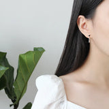 925 Sterling Silver Leaves Drop Dangle Earrings with Zircon Stones