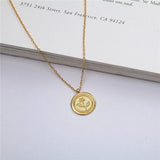 925 Sterling Silver Round Flower Pendant Necklace for Women