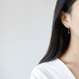 925 Silver Asymmetric Leaf Zircon Stud Earrings for Women