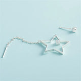 925 Sterling Silver Star Earrings Zircon Ear Lines Jewelry