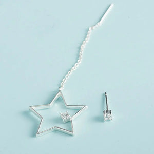 925 Sterling Silver Star Earrings Zircon Ear Lines Jewelry
