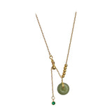 925 Silver Chain Necklace Green Zircon Hetian Jade Pendant YMN212