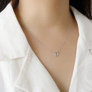 925 Sterling Silver Chain Necklace Geometric Hollow Circle Pendant YMN191