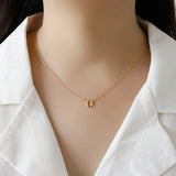925 Sterling Silver Chain Necklace Geometric Hollow Circle Pendant YMN191