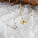 925 Sterling Silver Chain Necklace Geometric Hollow Circle Pendant YMN191
