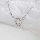 925 Sterling Silver Chain Necklace Geometric Hollow Circle Pendant YMN191