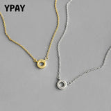 925 Sterling Silver Chain Necklace Geometric Hollow Circle Pendant YMN191