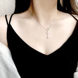 925 Silver Chain Necklace Zircon Octagonal Stars Pendant Jewelry