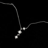925 Silver Chain Necklace Zircon Octagonal Stars Pendant Jewelry