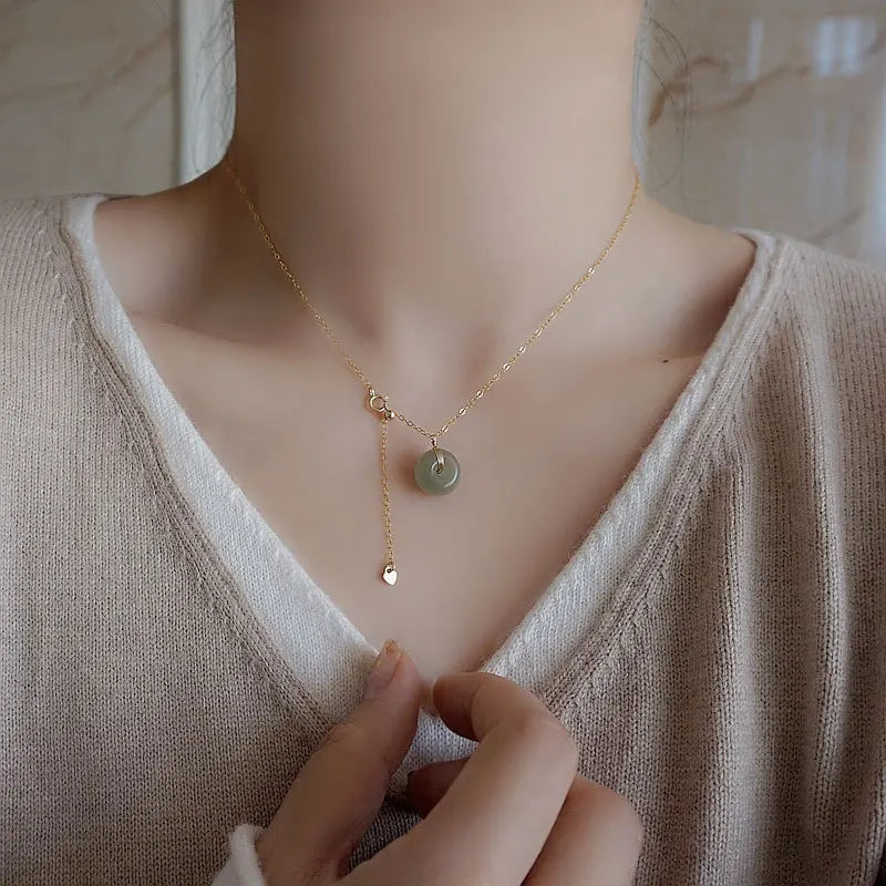 925 Silver Chain Necklace with Hetian Jade Pendant